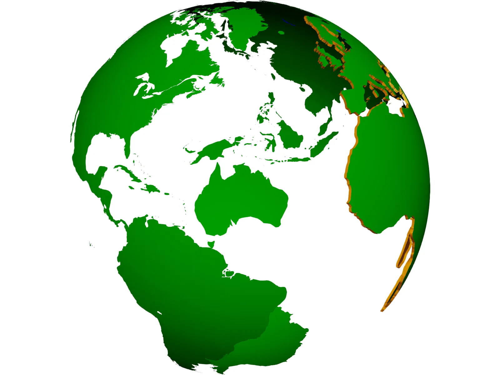 Globe Land Masses 3D Model main preview
