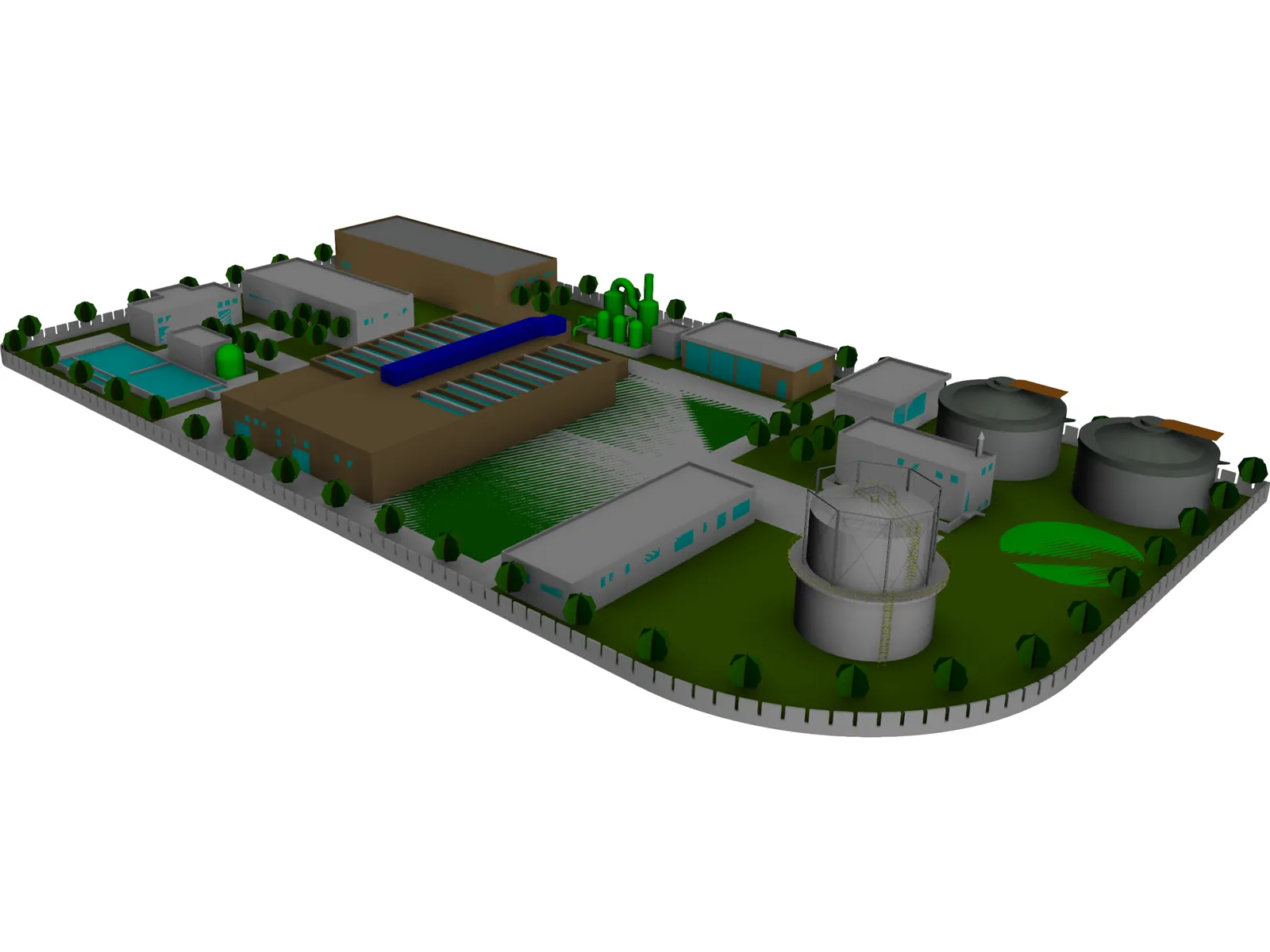 Petroleum Plant Refinery 3D Model main preview