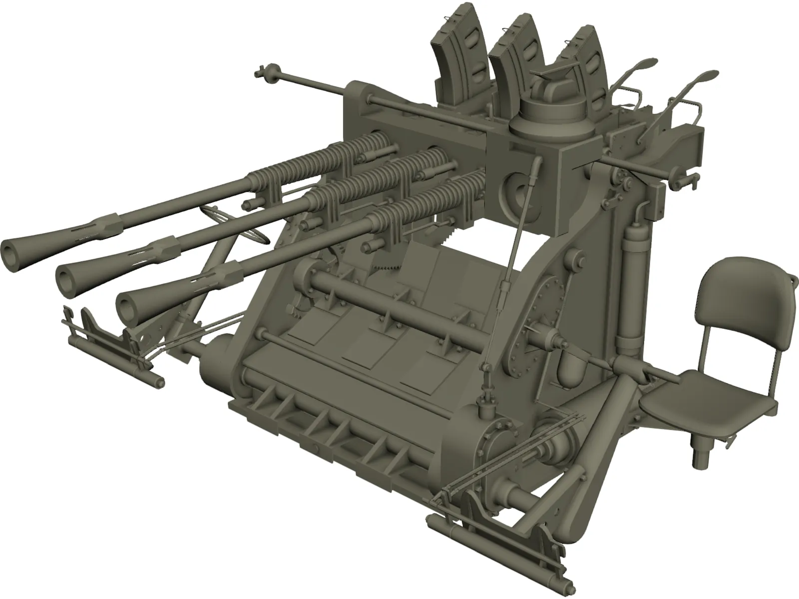 Type 96 Japanese Triple AA Gun (25 mm) 3D Model main preview