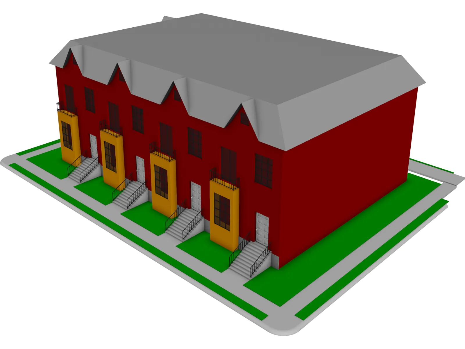 St. Louis-style Homes or Apartments 3D Model main preview