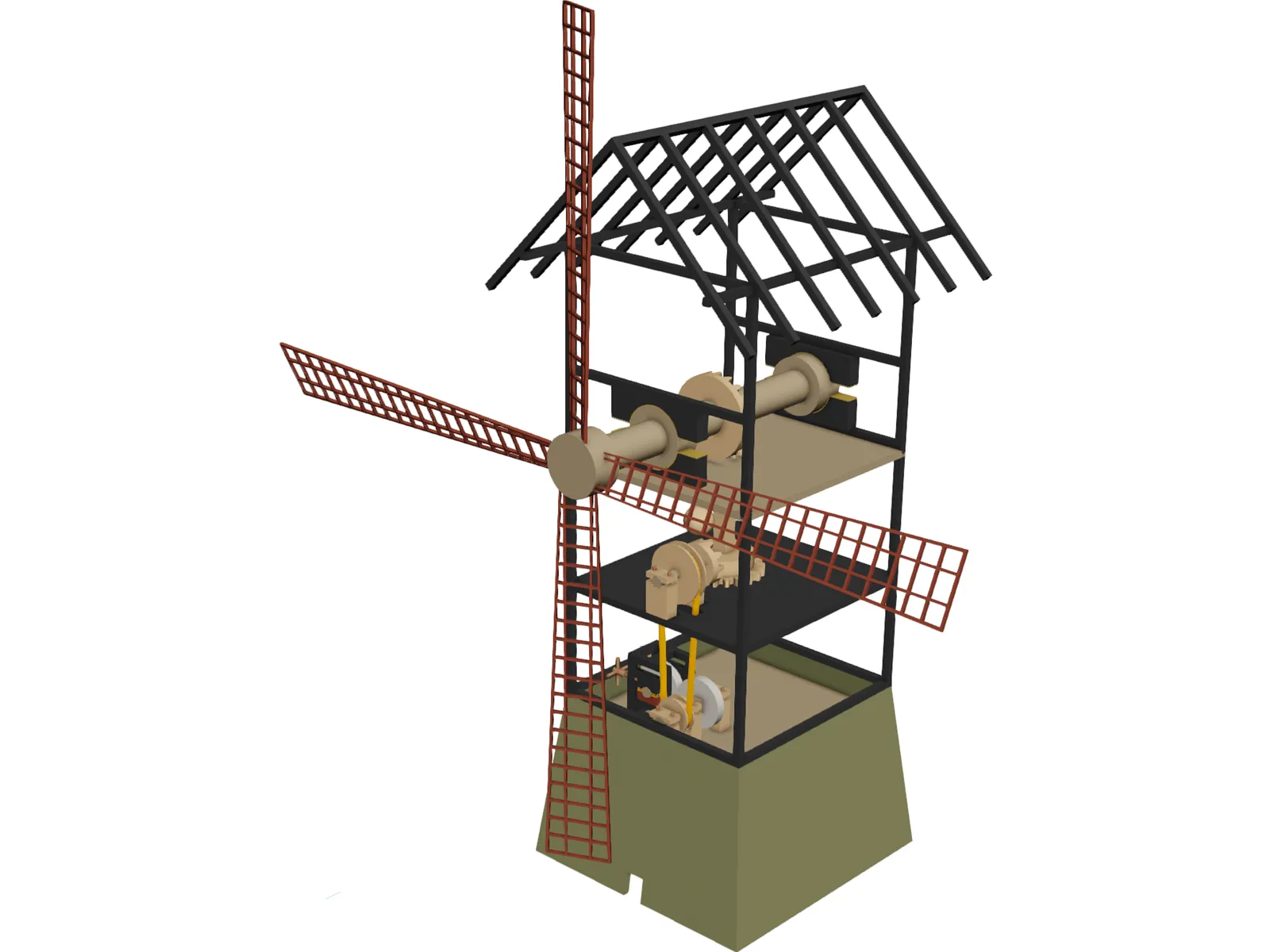 Windmill Wood 3D Model main preview