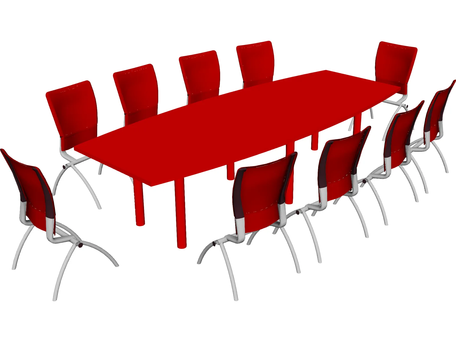 Knoll Conference Table and Chairs 3D Model main preview