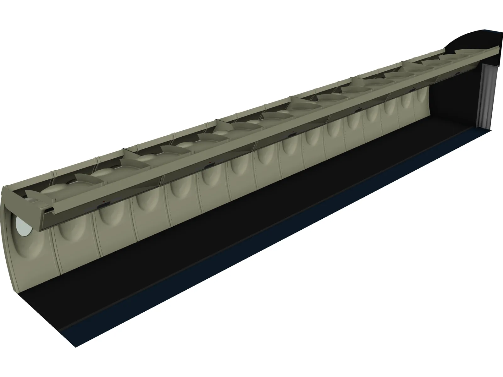 Airline Interior Half Section 3D Model main preview