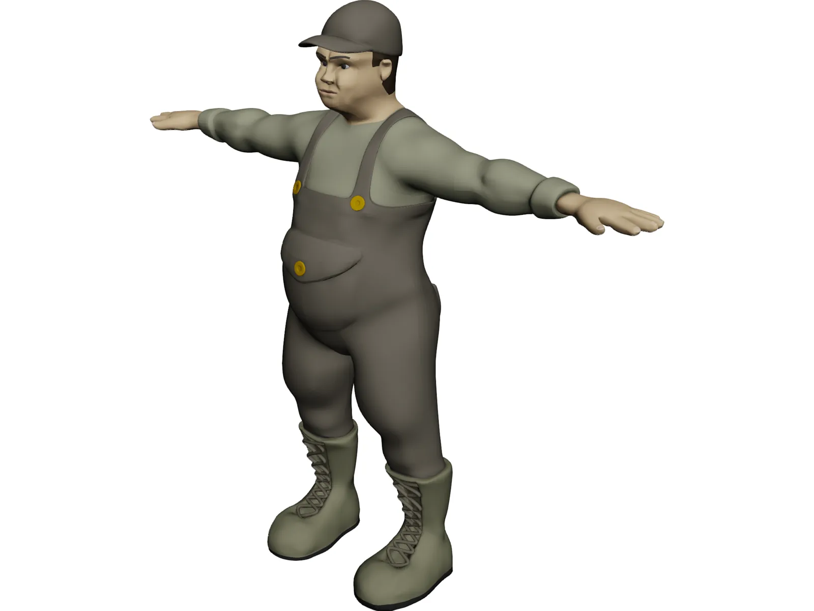 Fat Worker 3D Model main preview