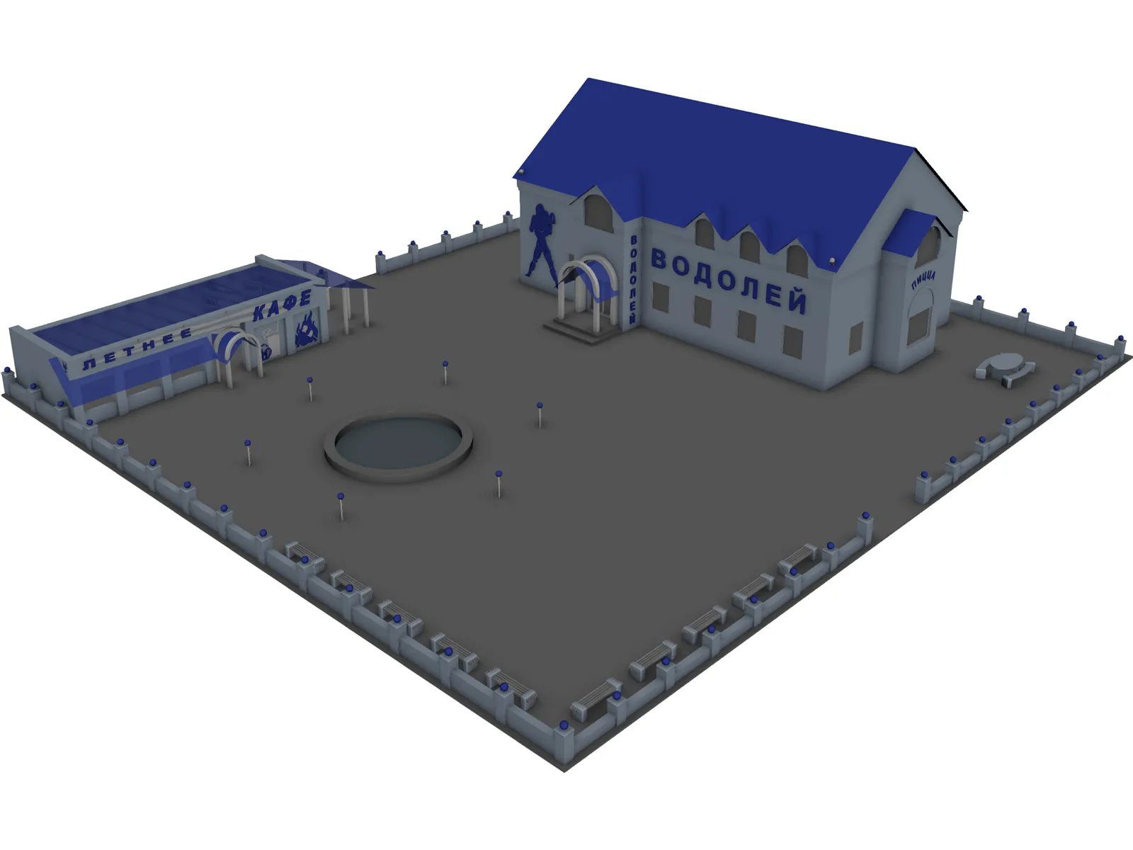 Cafe Vodoley 3D Model main preview