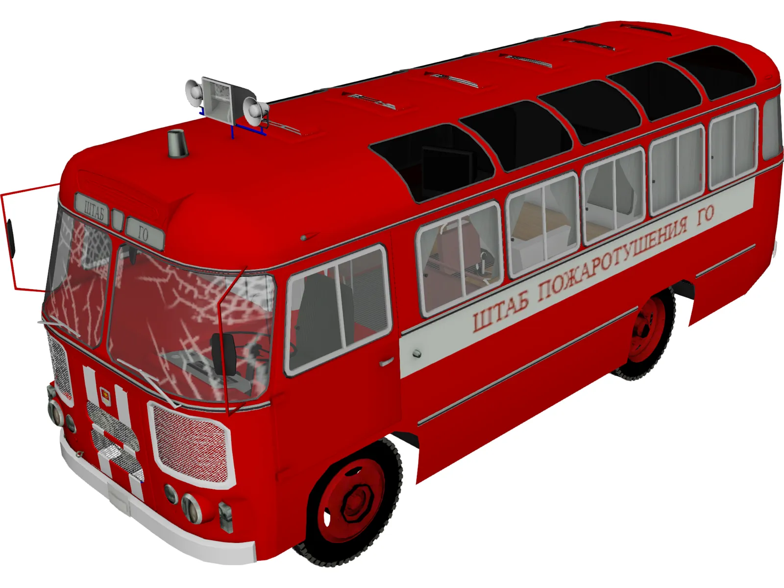 PAZ 672 Soviet Fire Department 3D Model main preview