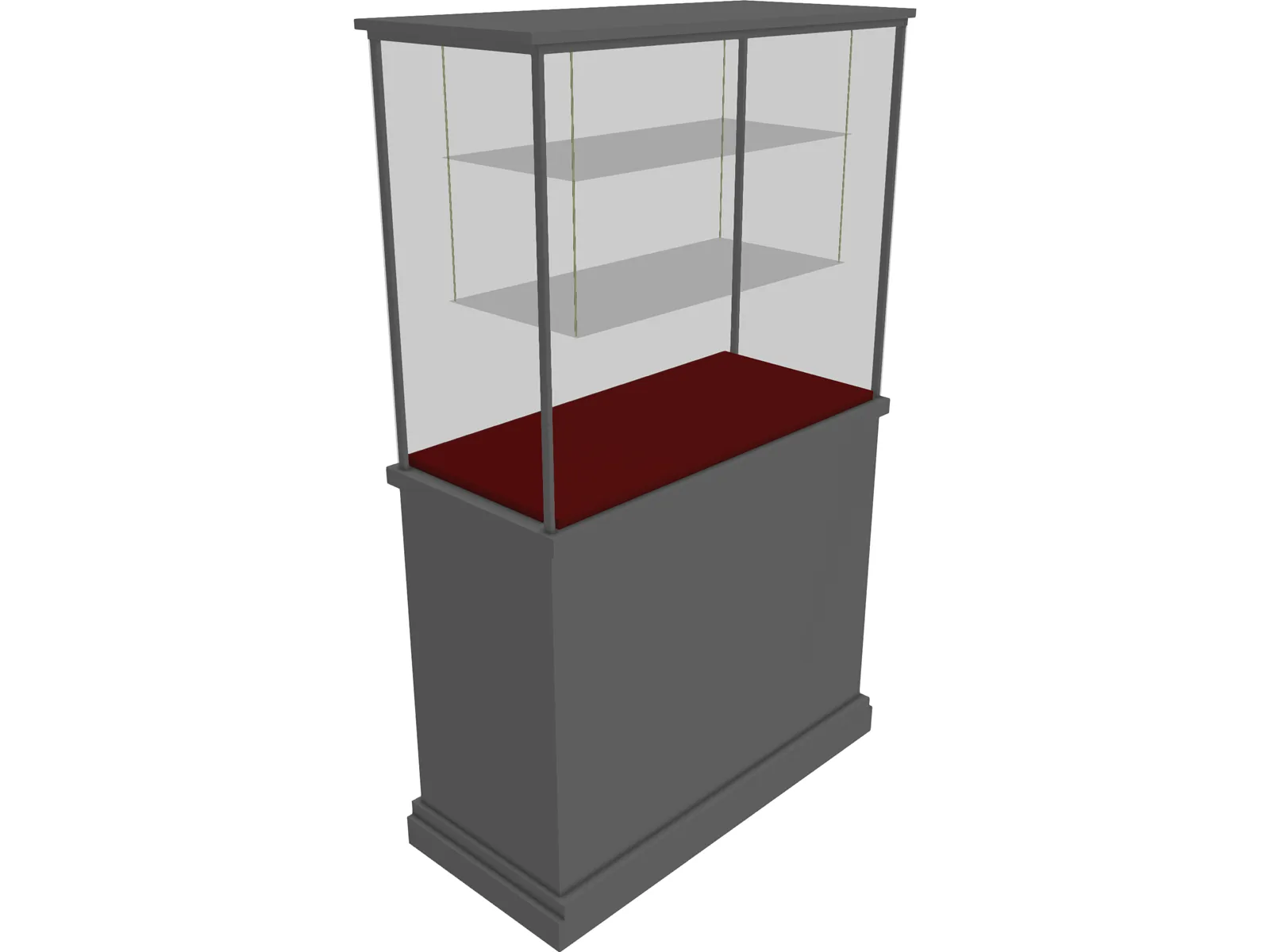 Glass Vitrine with Wooden Base 3D Model main preview