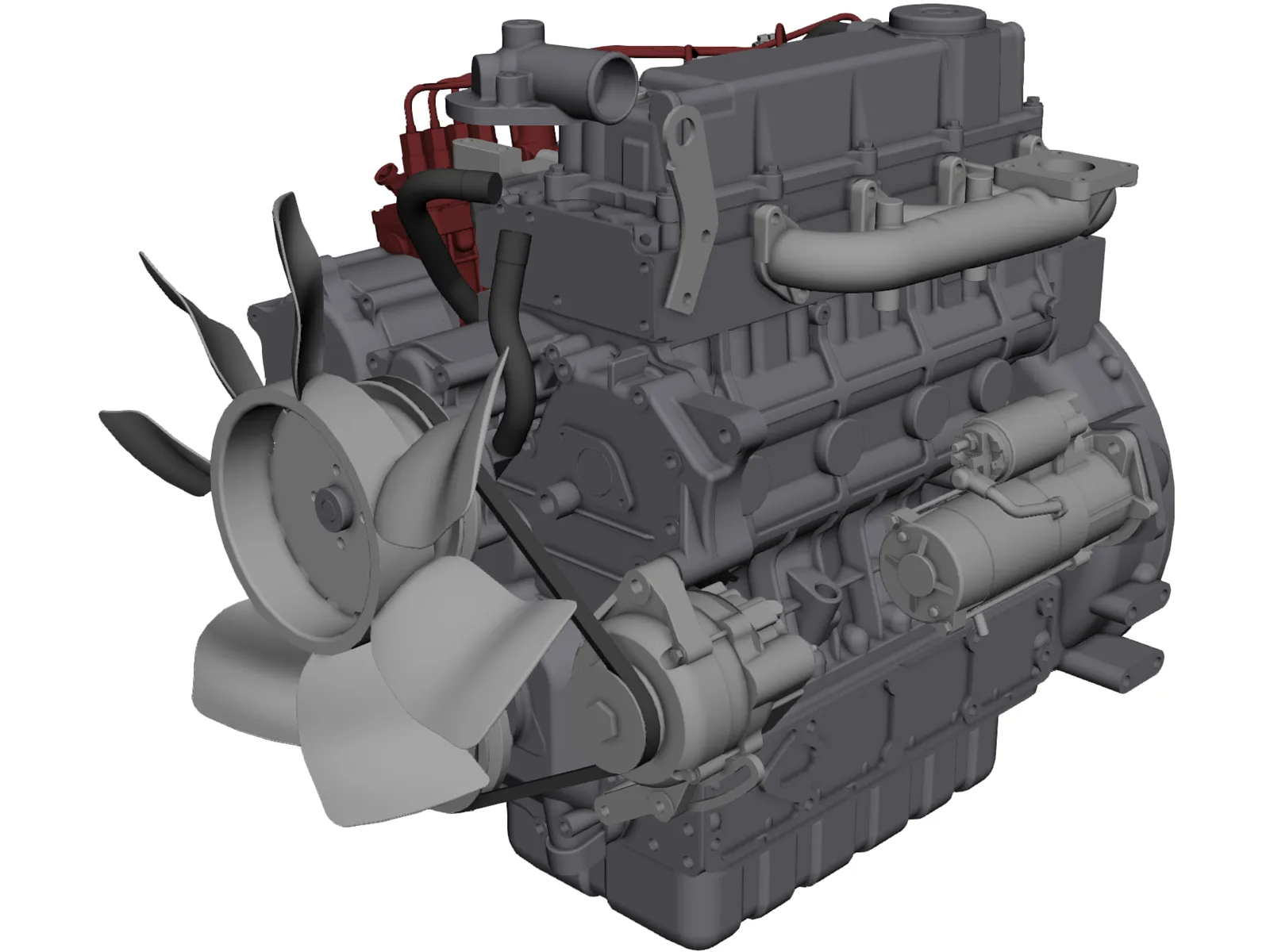 Kubota V3600 Engine 3D Model main preview