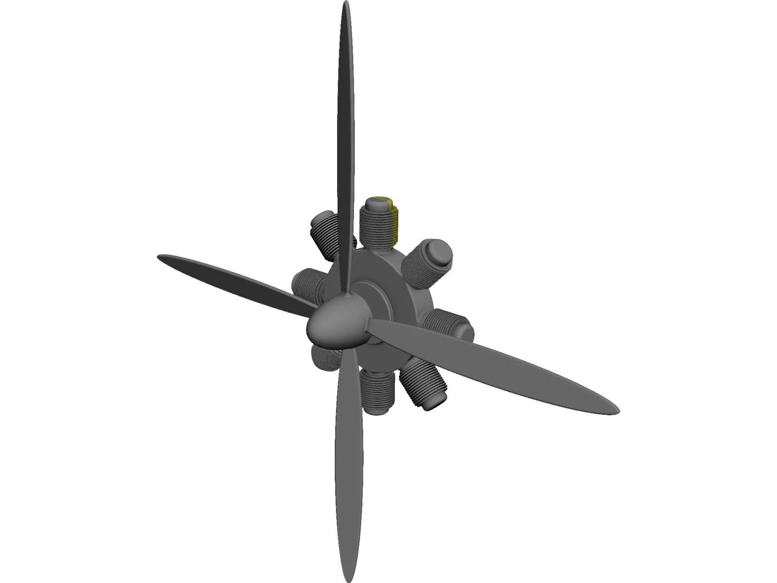 Radial Engine Model 3D Model main preview