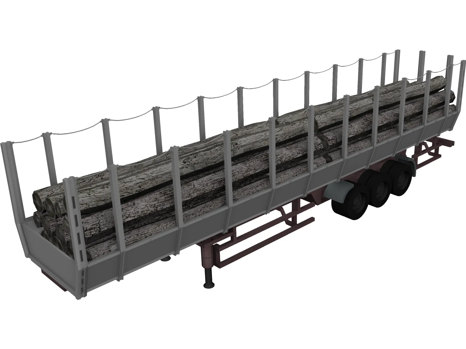 Logging Truck Trailer 3D Model main preview