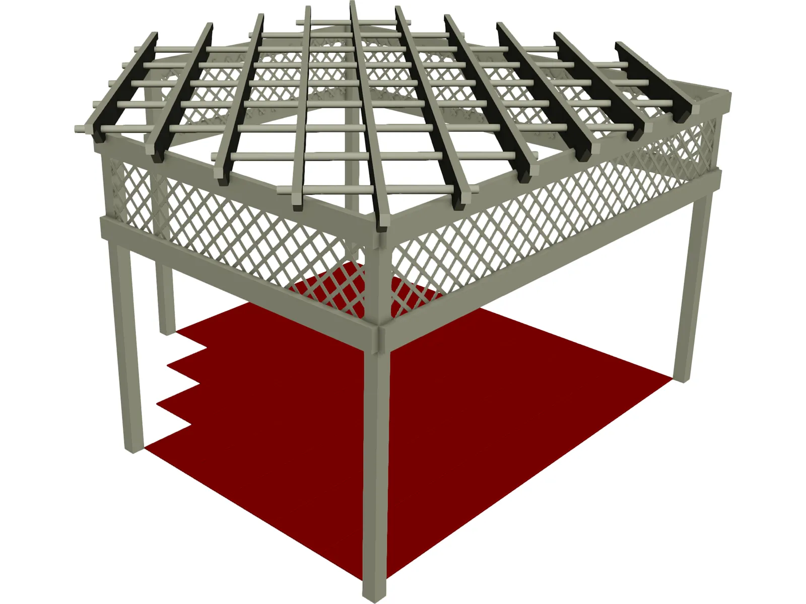 Wood Pergola 3D Model main preview