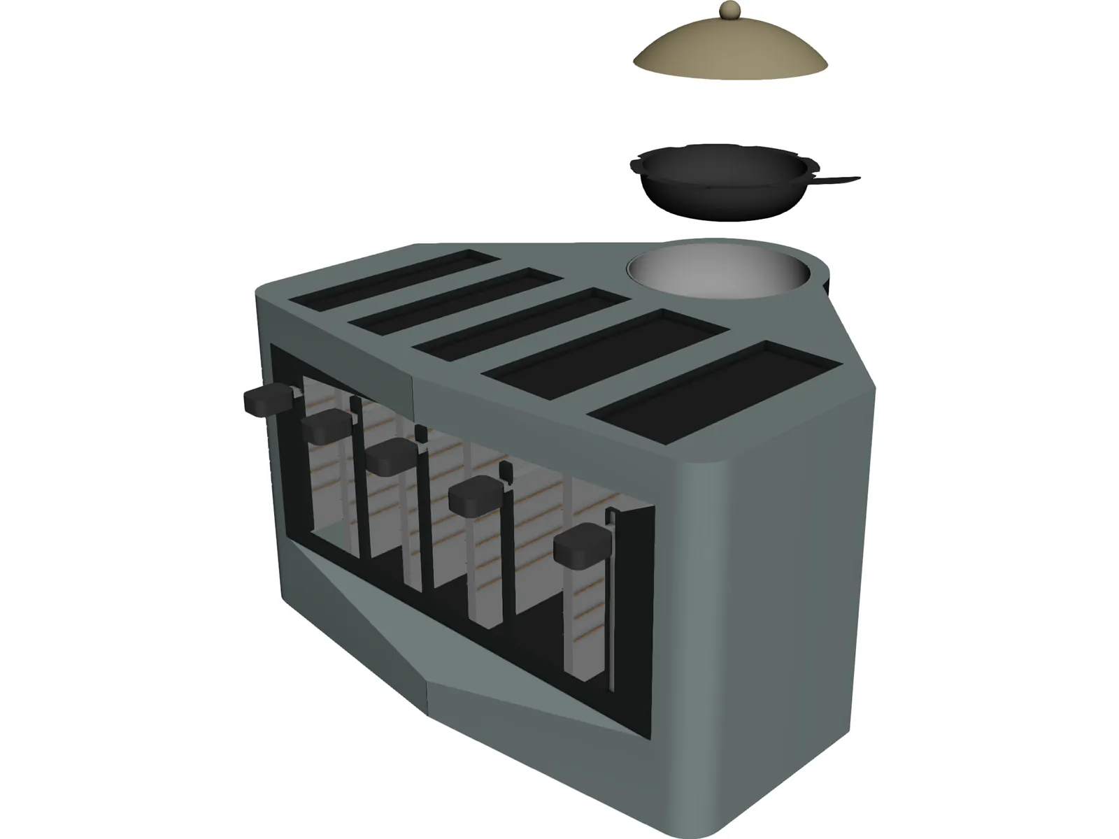 Modern Toaster 3D Model main preview