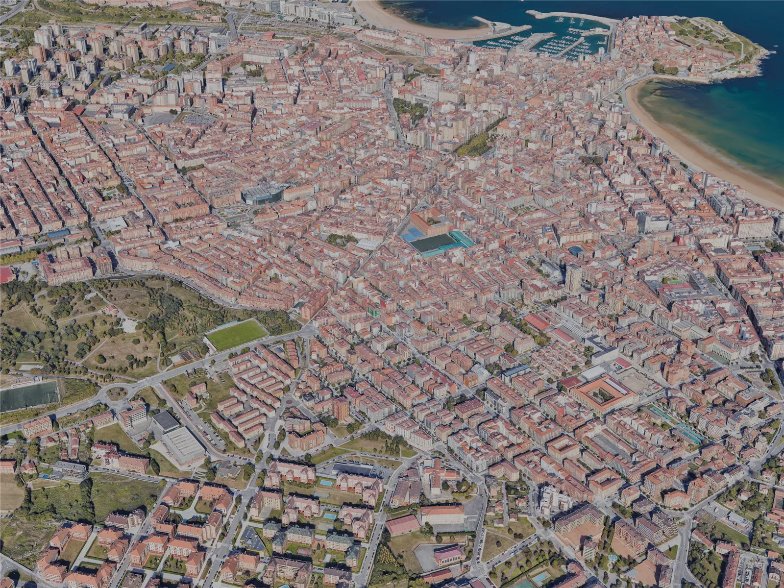 Gijon City, Spain (2023) 3D Model main preview
