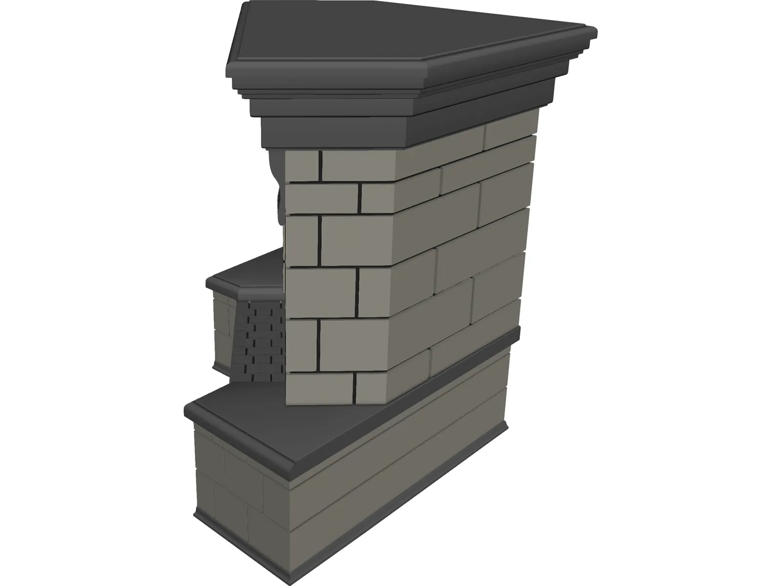 Fireplace Stone 3D Model main preview