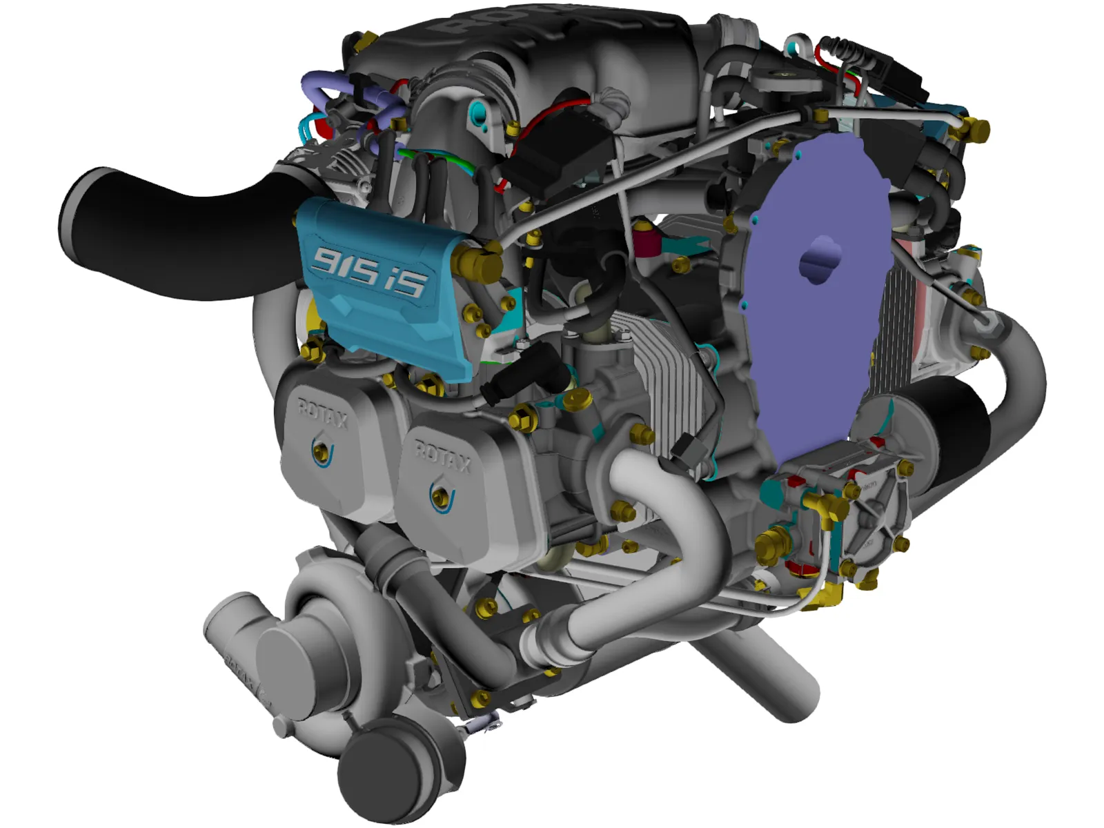 Rotax 915 iS Engine 3D Model main preview