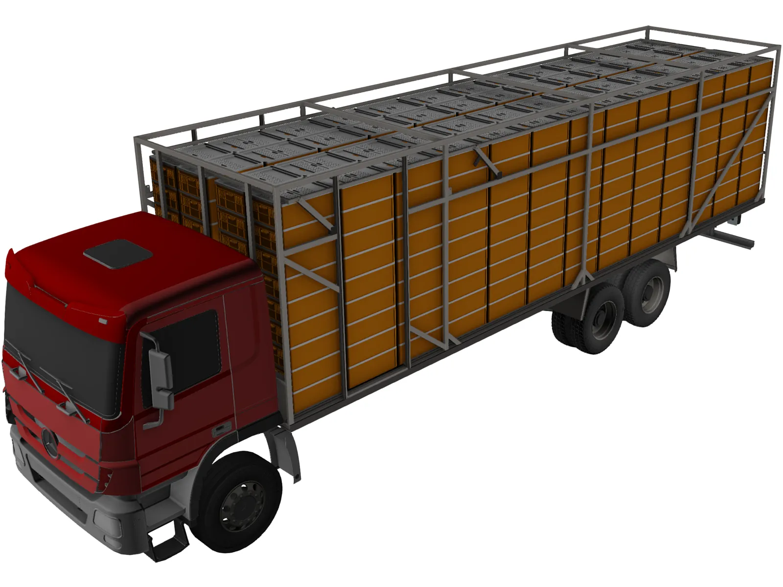 Mercedes-Benz Atego Chicken Cage Truck 3D Model main preview
