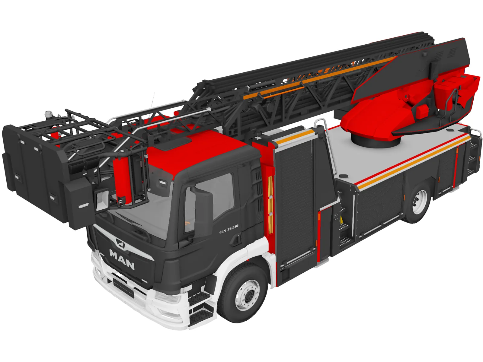 MAN Rosenbauer Ladder Truck 3D Model main preview