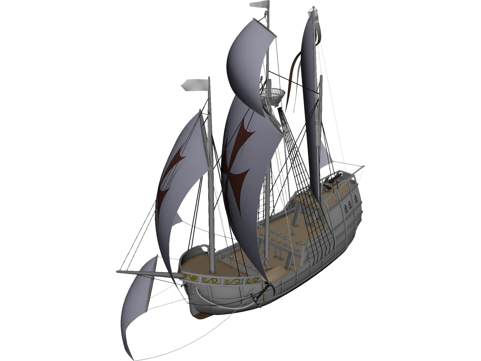 Santa Maria Sailing Ship 3D Model main preview