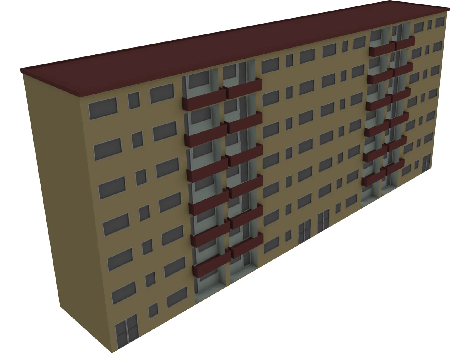 Houseblock Building 3D Model main preview