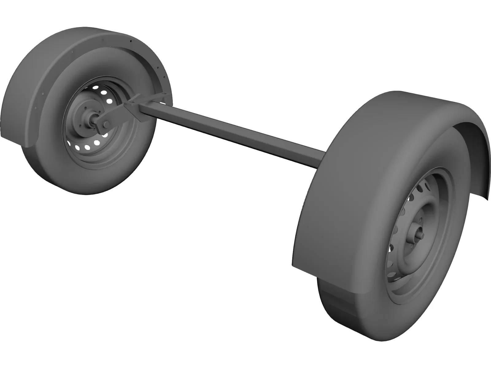 Axle Trailer 3D Model main preview