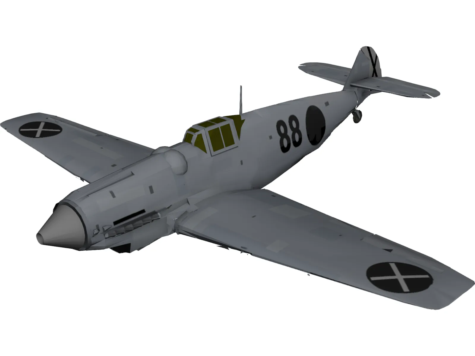 Messerschmitt Bf-109B Bertha 3D Model main preview