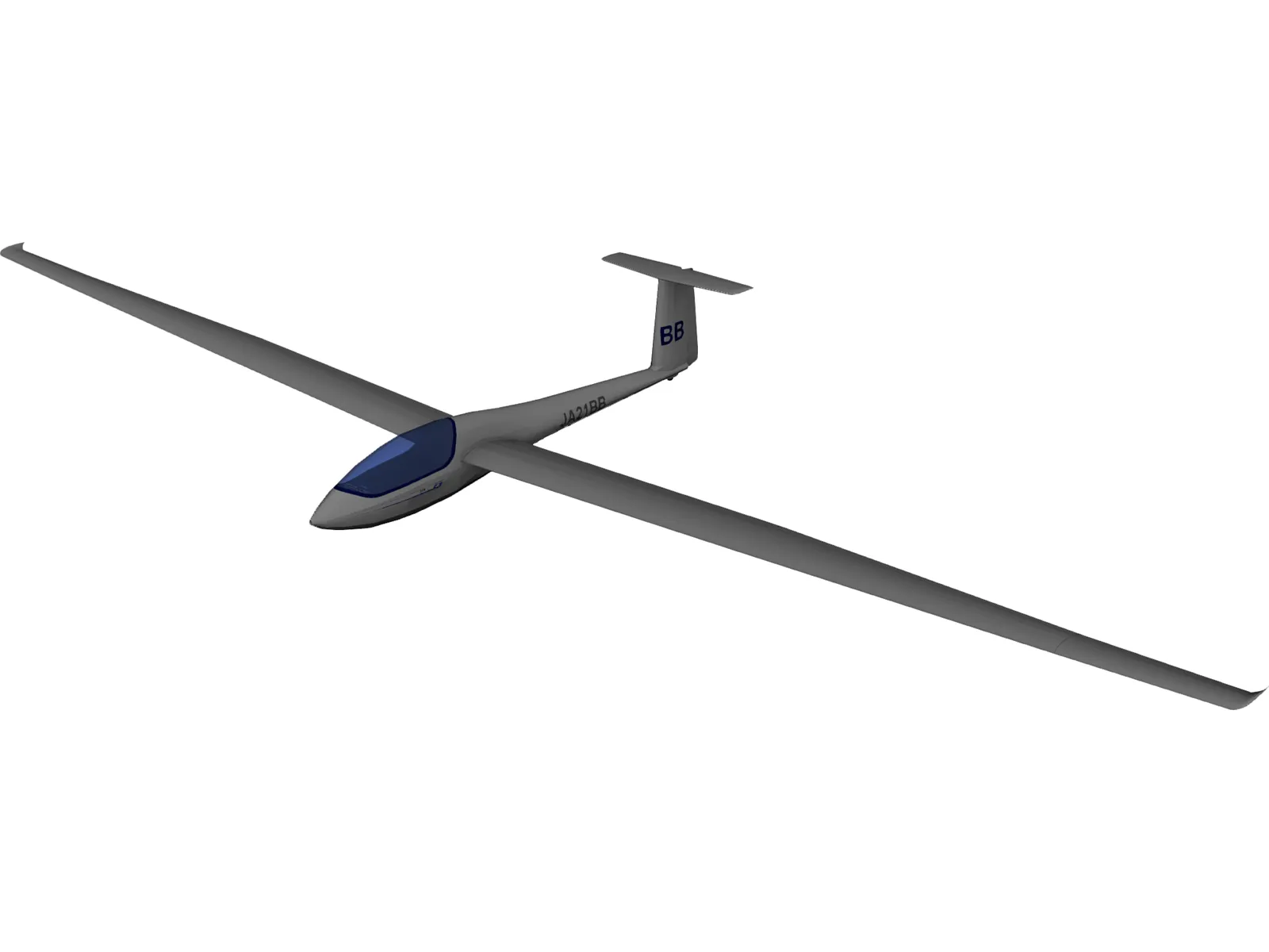 Glasflugel Glider 3D Model main preview