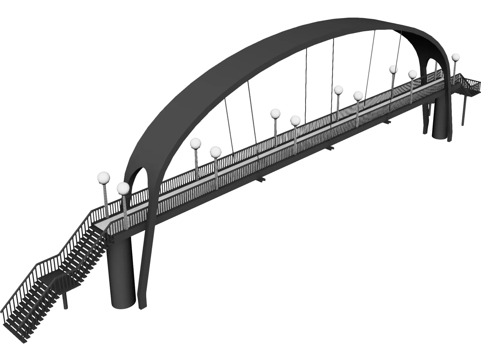 Suspension Arch Walkway Bridge 3D Model main preview