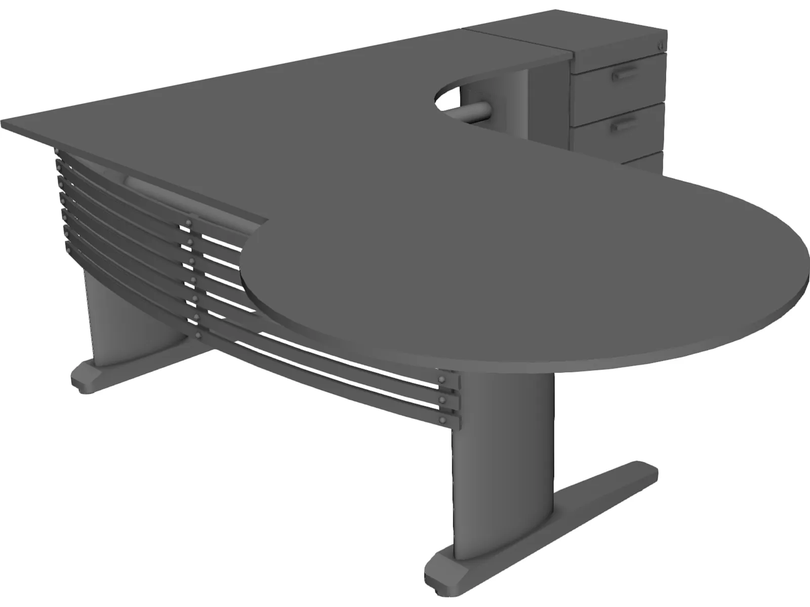 Desk with Extention 3D Model main preview