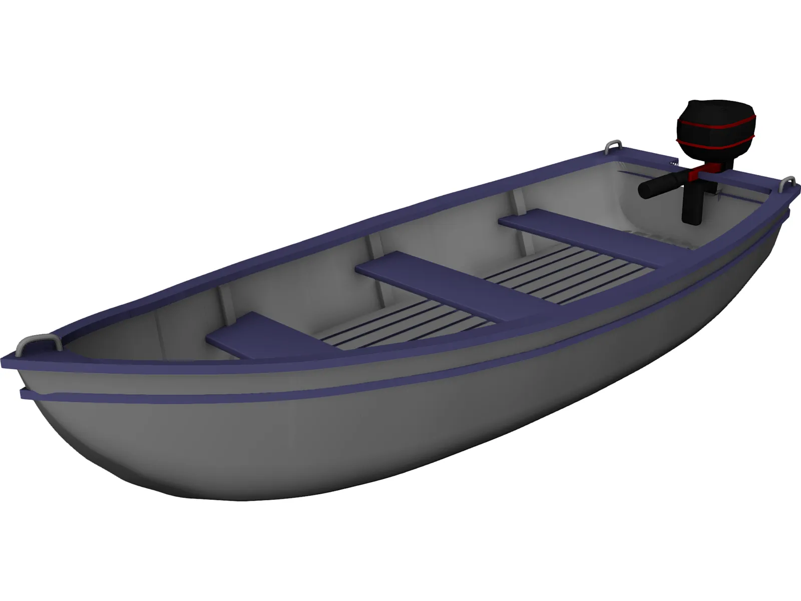 Boat with Outdoor Motor 3D Model main preview