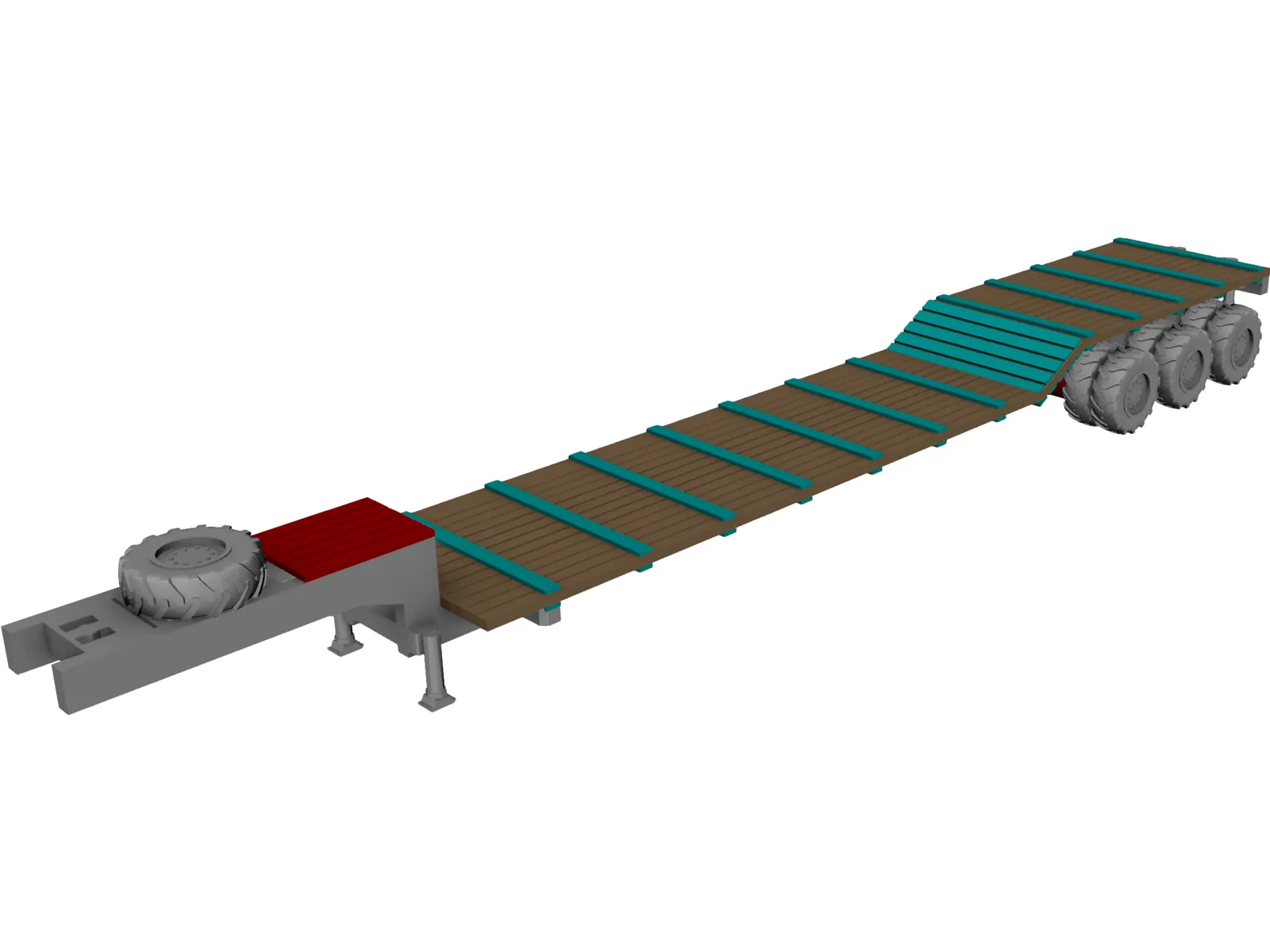 Goose Neck Lowboy Trailer 53 foot 3D Model main preview