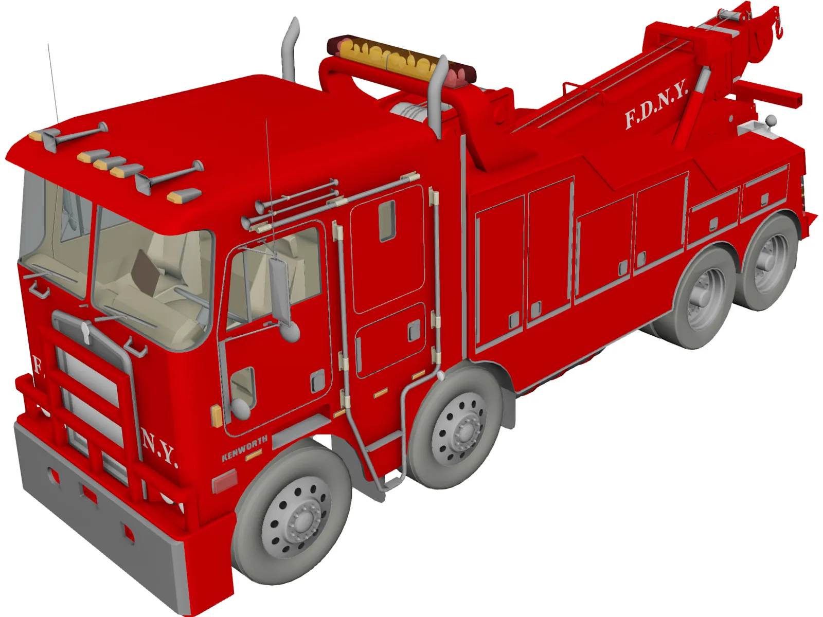 Kenworth K100 Fire Wrecker 3D Model main preview