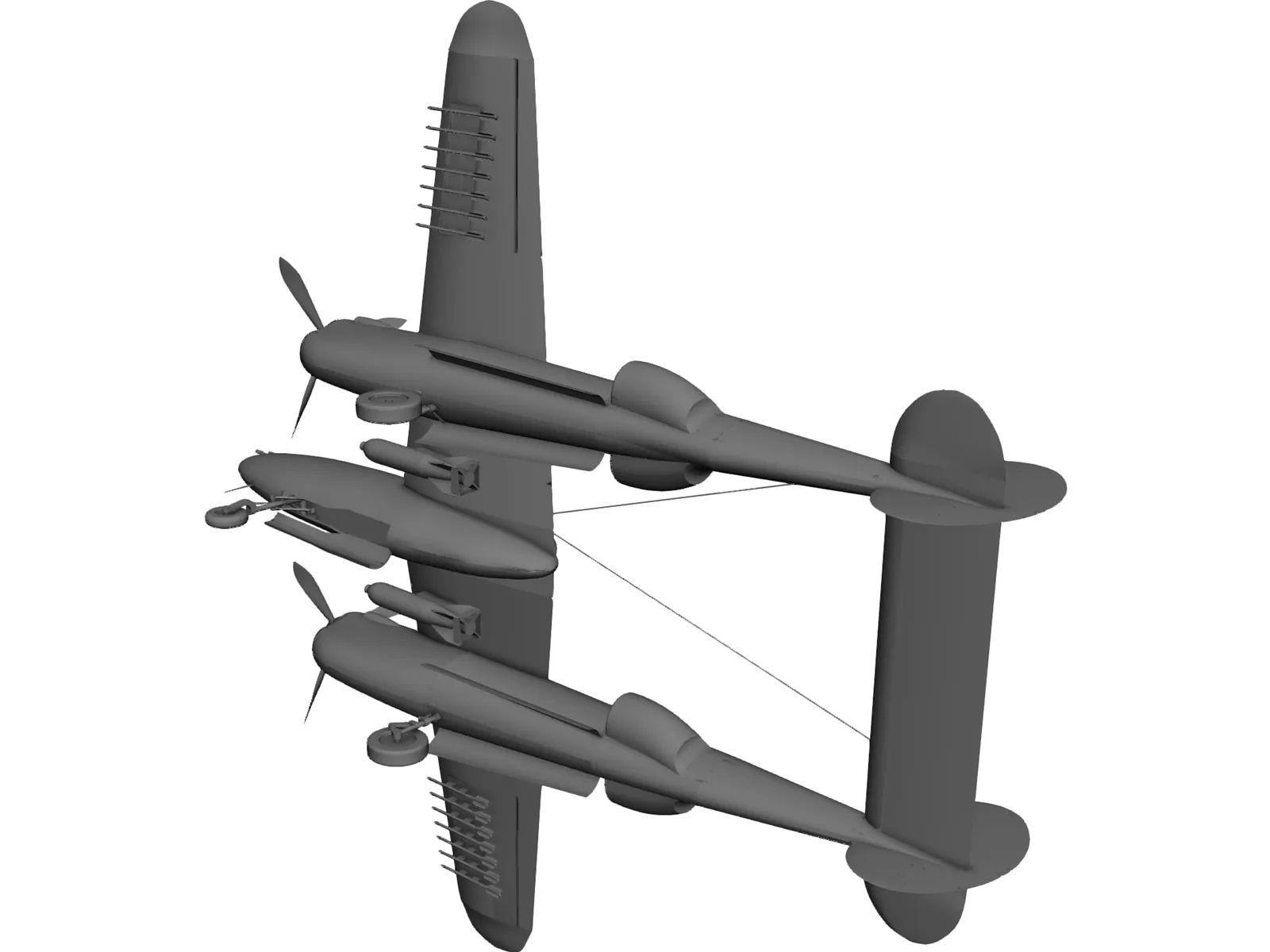Lockheed P-38 J/L Lightning 3D Model main preview