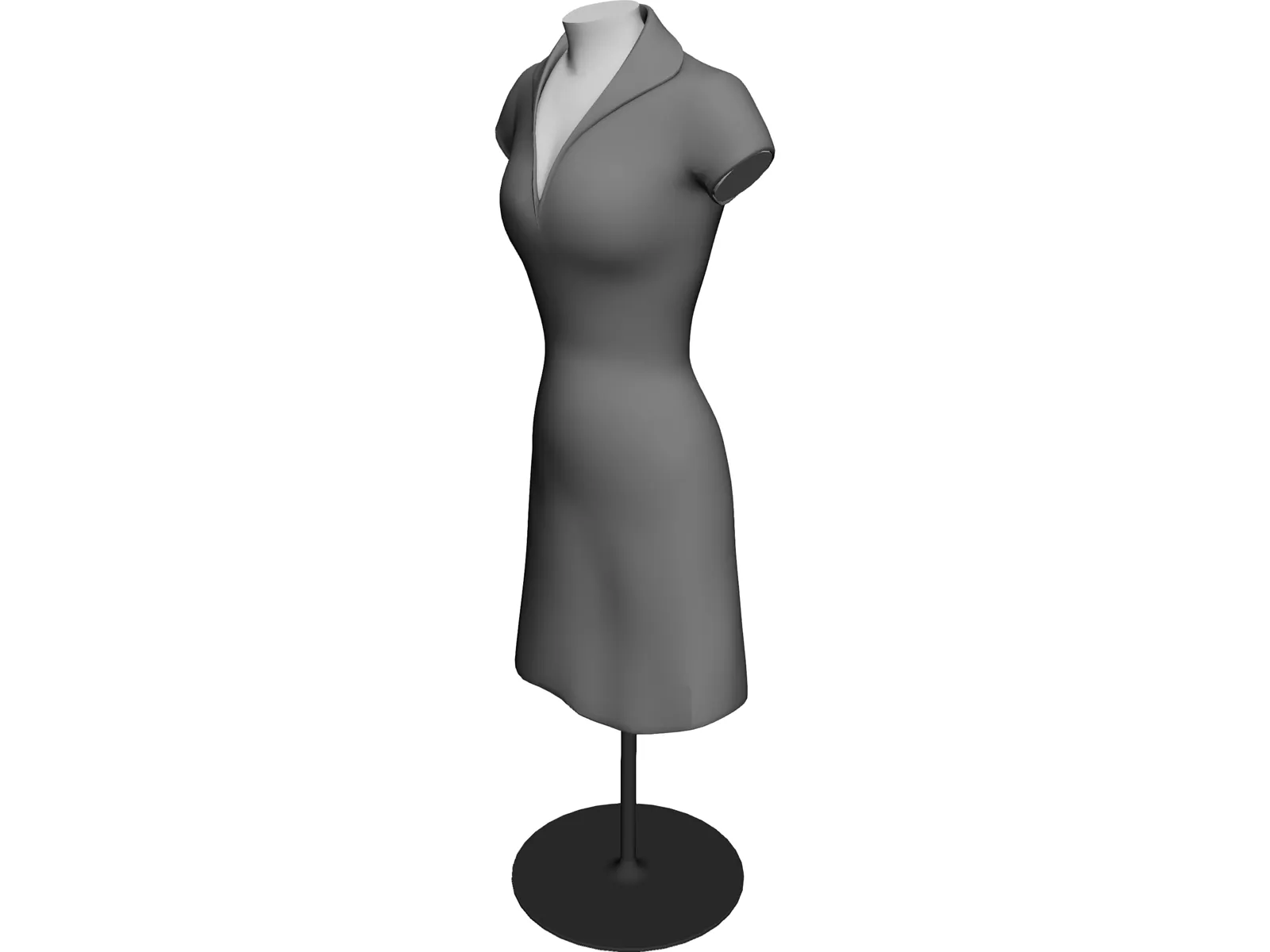 Female Mannequin Bust and Dress 3D Model main preview
