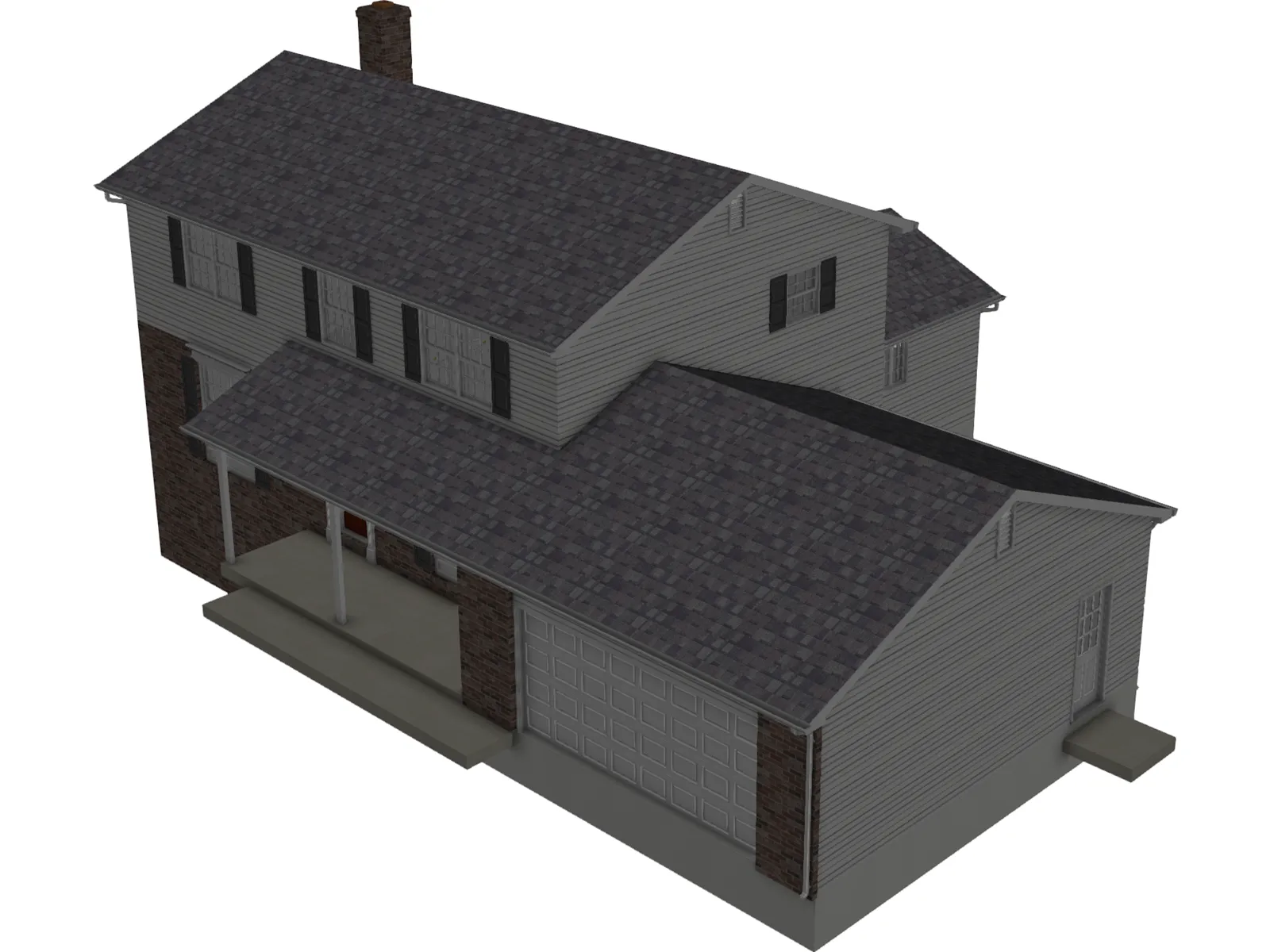 House 2-Story Suburban Colonial 3D Model main preview