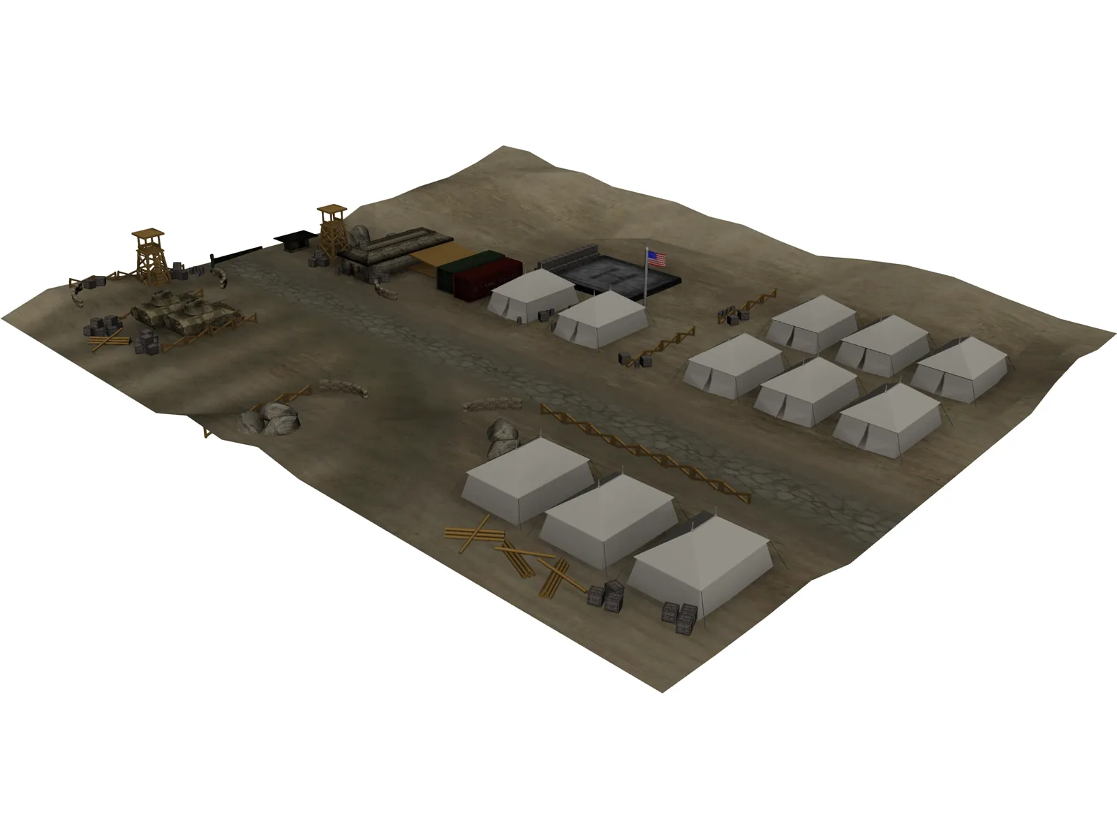 US Military Camp 3D Model main preview