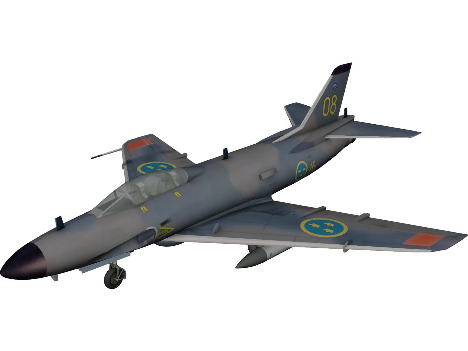 SAAB J-32E Lansen 3D Model main preview