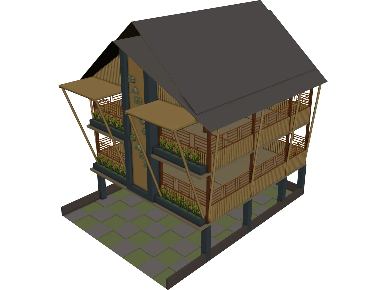 Bamboo Cafe 3D Model main preview