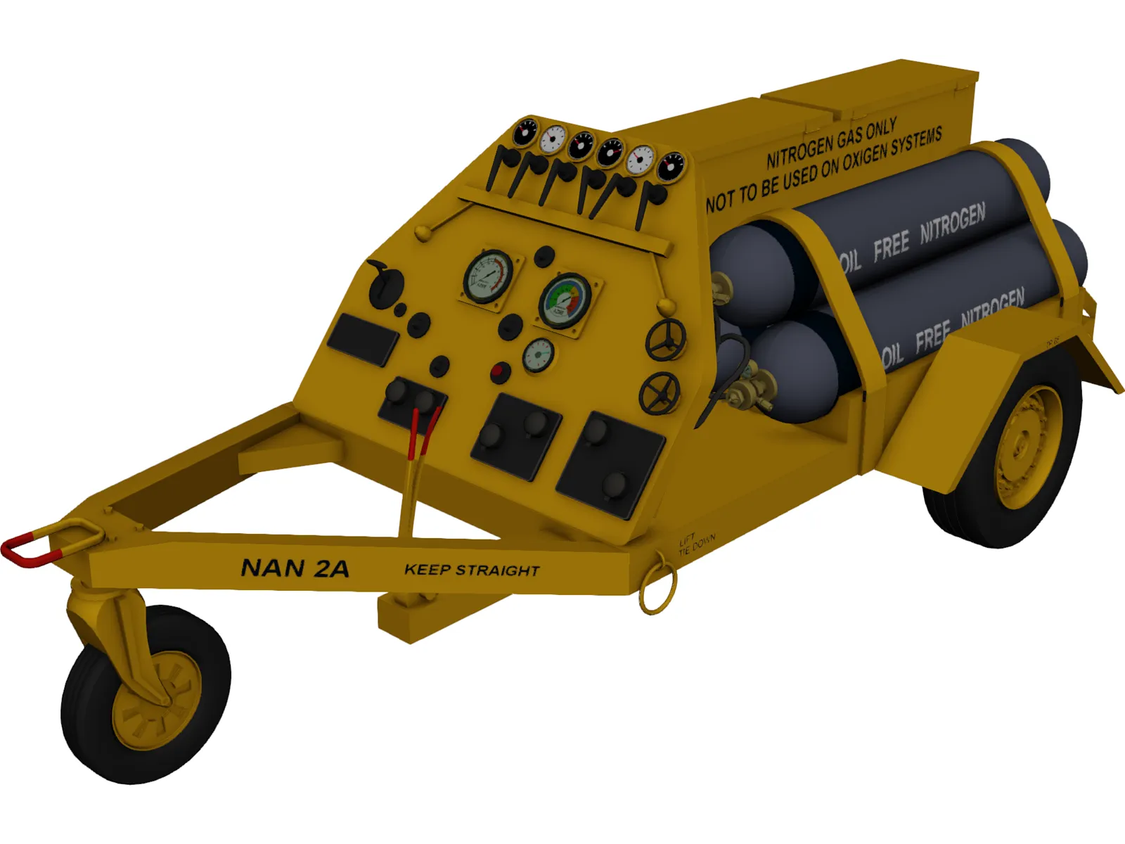 Nitrogen airport cart trailer 3D Model main preview