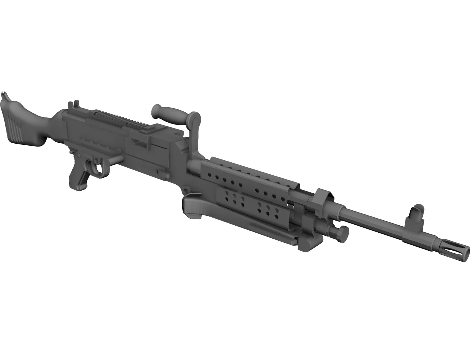 M240 Machine Gun 3D Model main preview