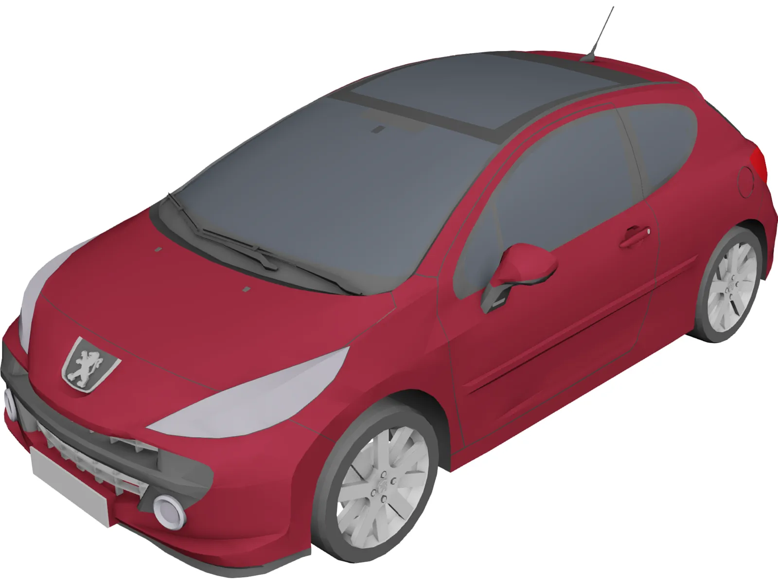 Peugeot 207 3-doors 3D Model main preview