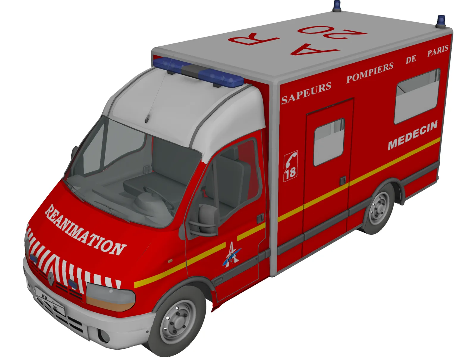 Renault Master Ambulance 3D Model main preview