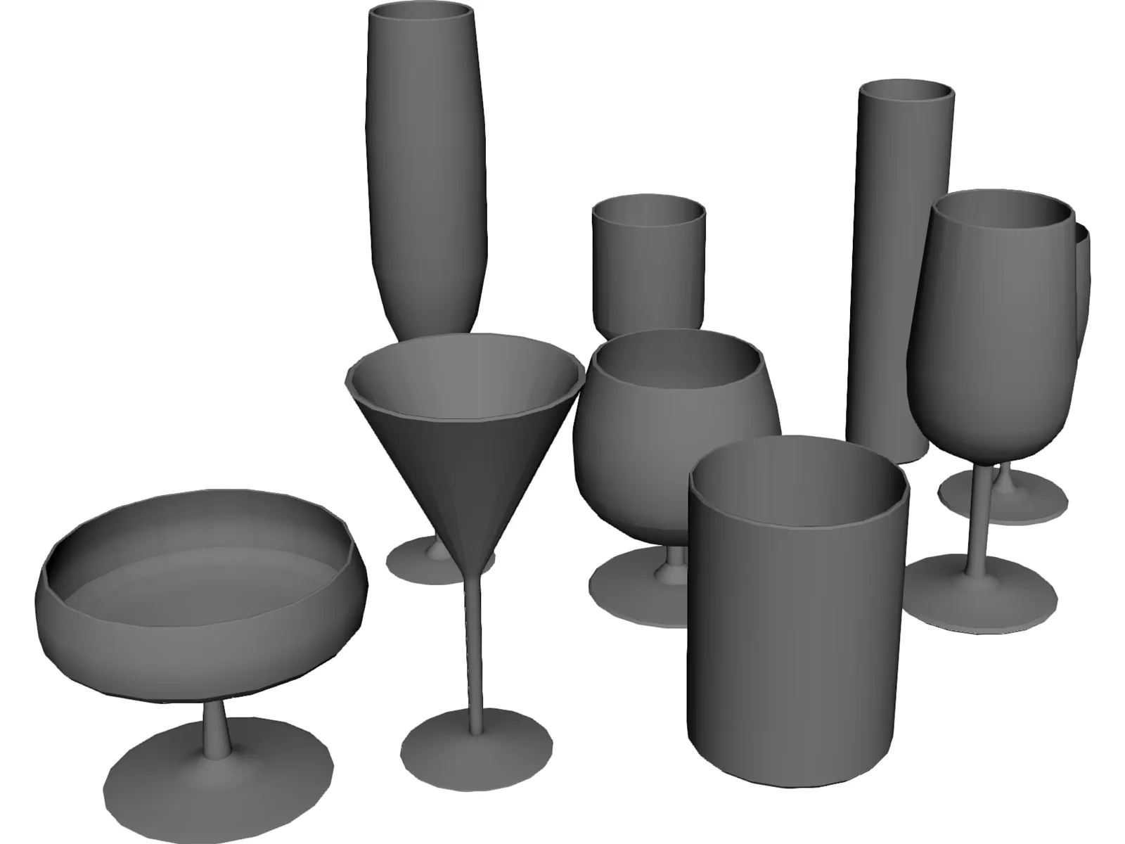Drinking Glasses 3D Model main preview
