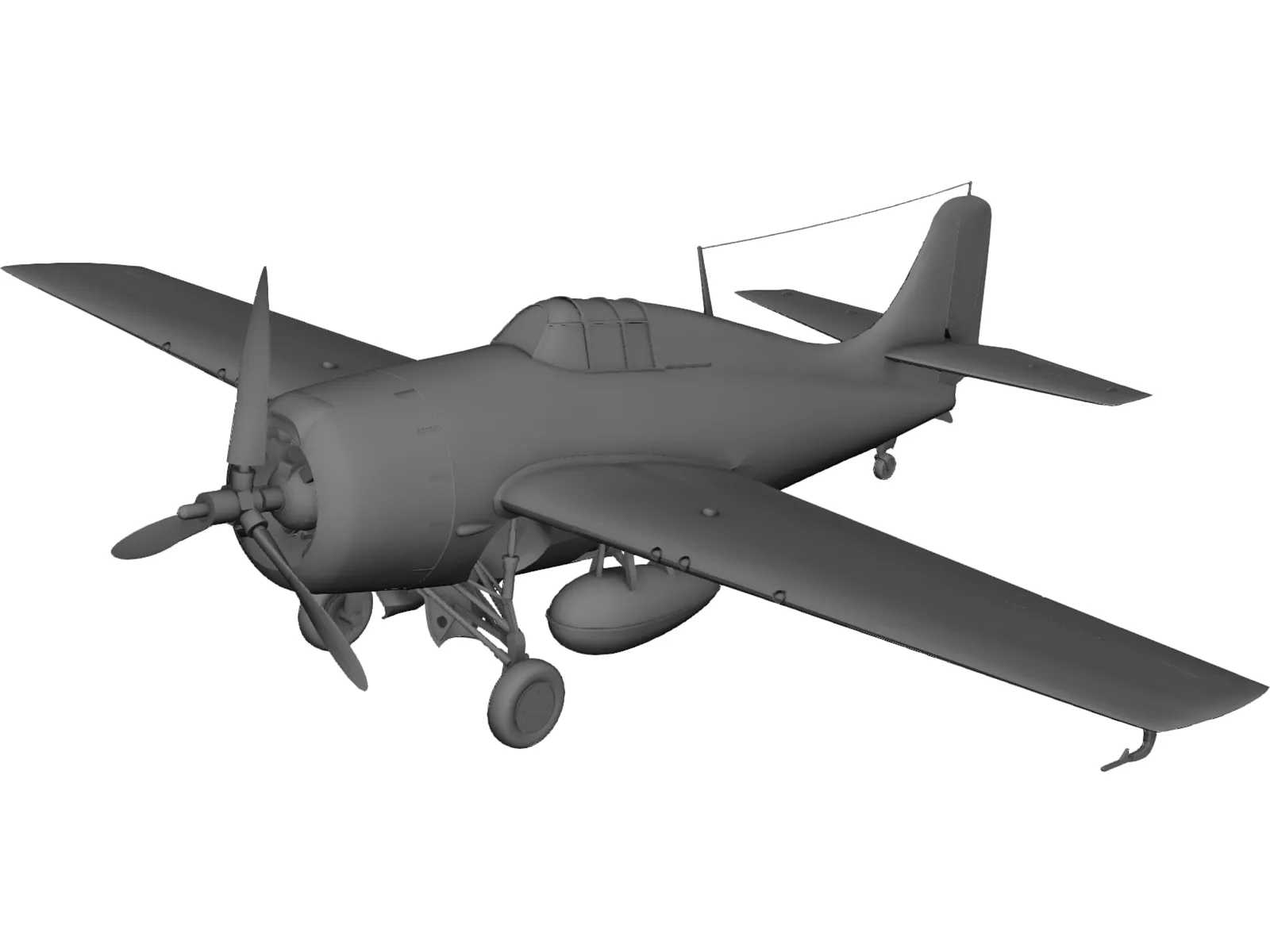 Grumman F4F-4 Wildcat 3D Model main preview