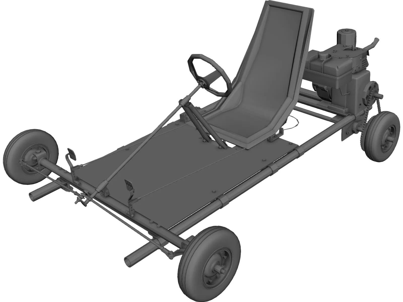 Tecumseh 4 Stroke Go Cart 3D Model main preview