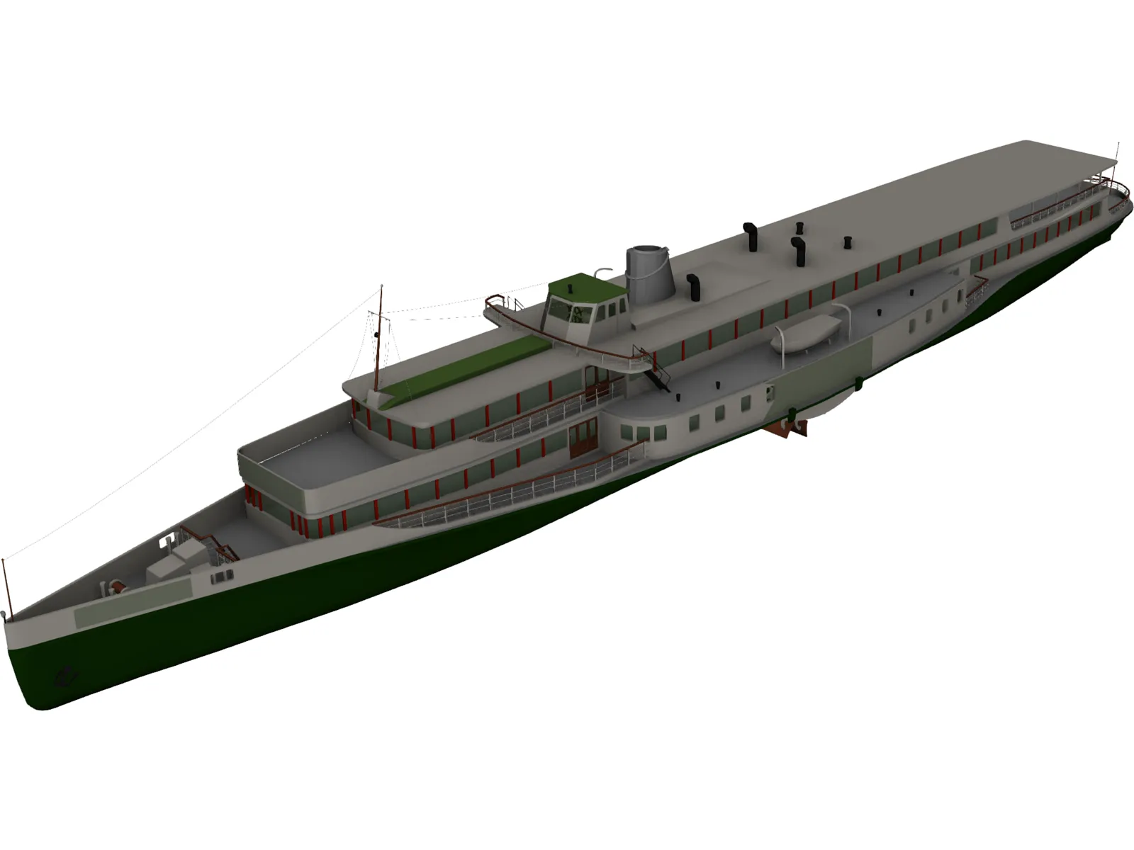 Rheundampfer Goethe Steam Ship 3D Model main preview
