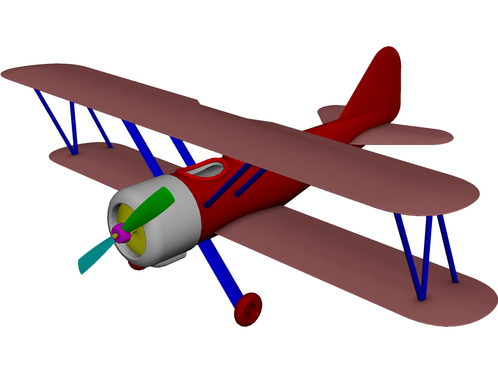 Biplane 3D Model main preview