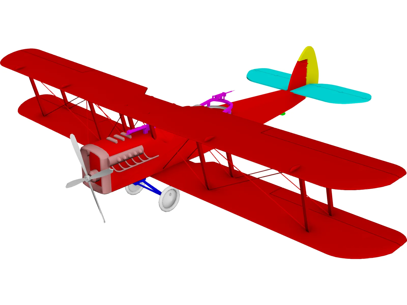 Biplane Curtiss Jenny 3D Model main preview