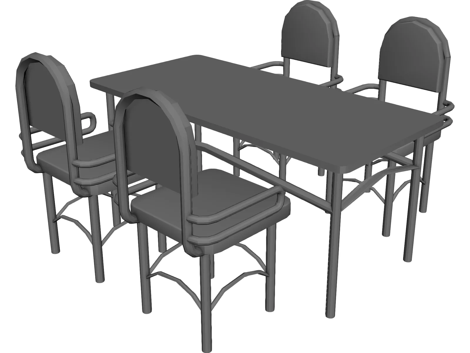 Table and Chairs 3D Model main preview