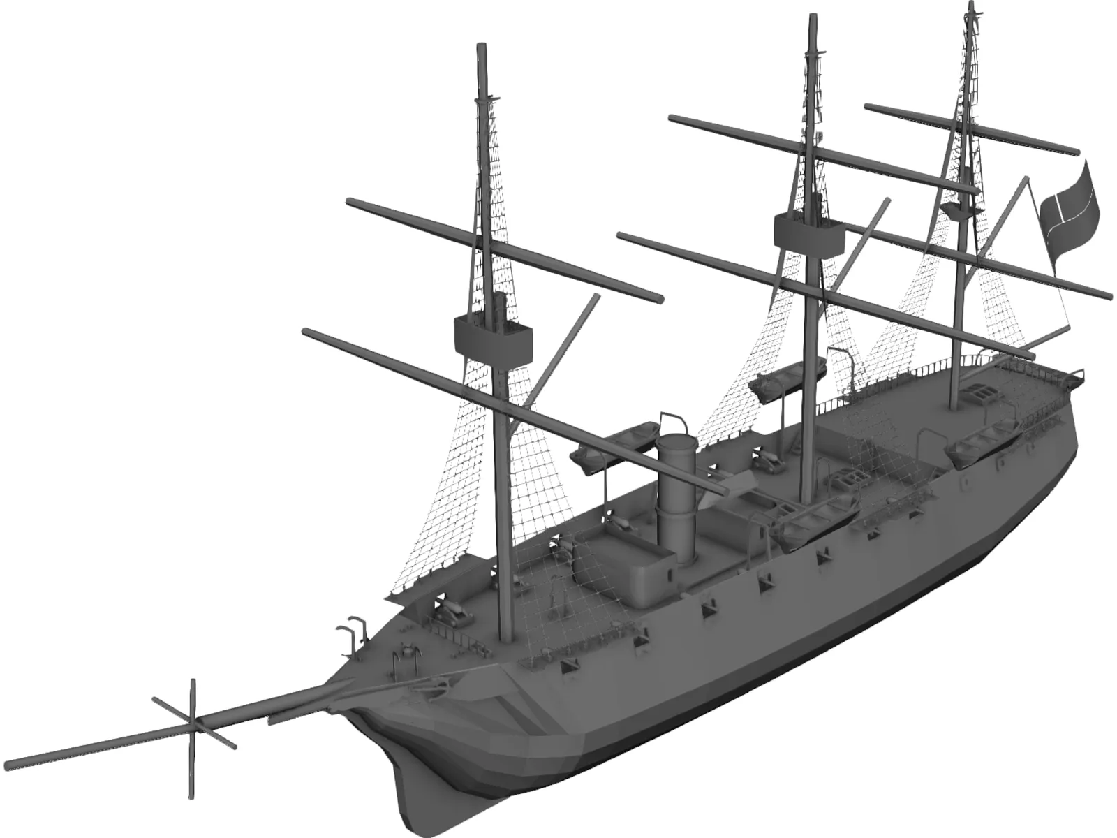Esmeralda Wooden Ship 3D Model main preview