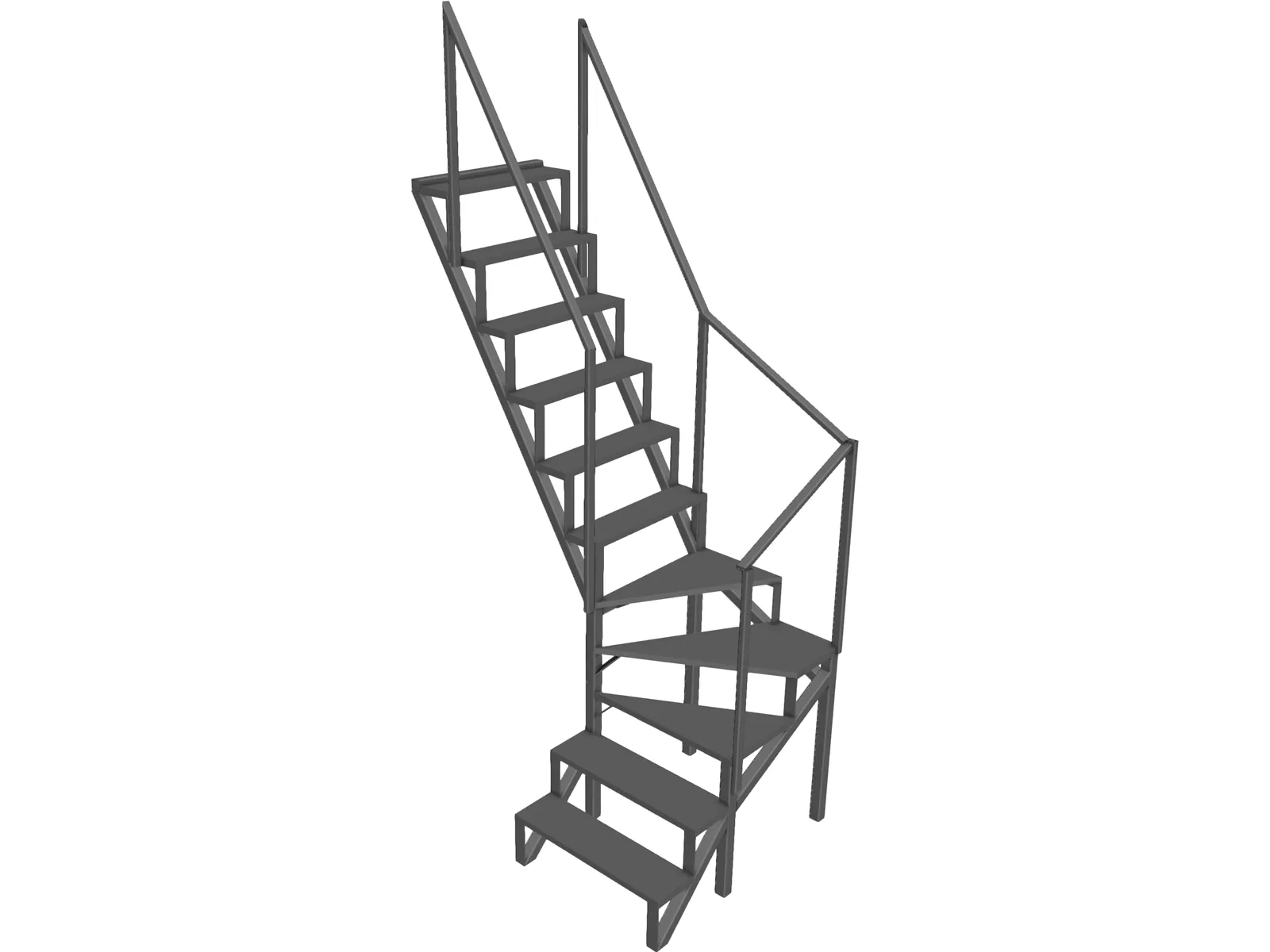 Angle Stairs Garden 3D Model main preview